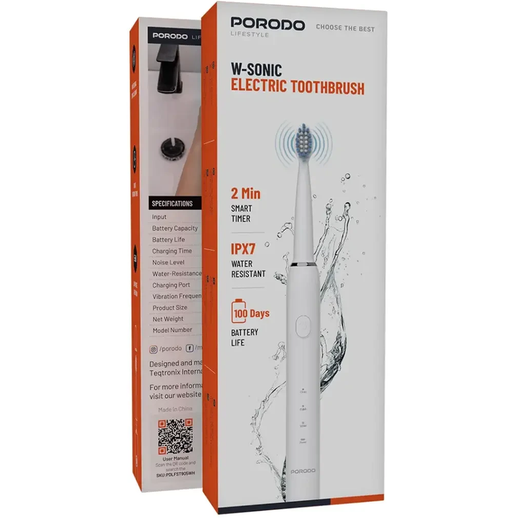 مسواک برقی سونیک Porodo W-Sonic با باتری 50 روزه