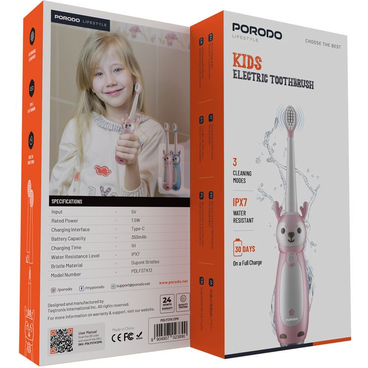 مسواک شارژی کودک Porodo باتری 30 روزه
