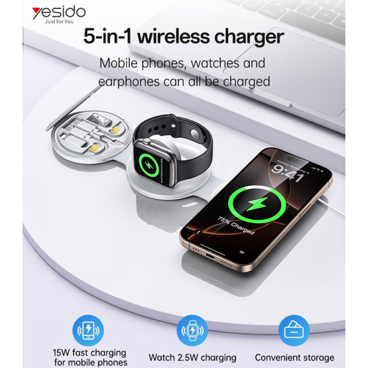 شارژر بی سیم Apple Watch Yesido DS29 با کیت کابل چند منظوره